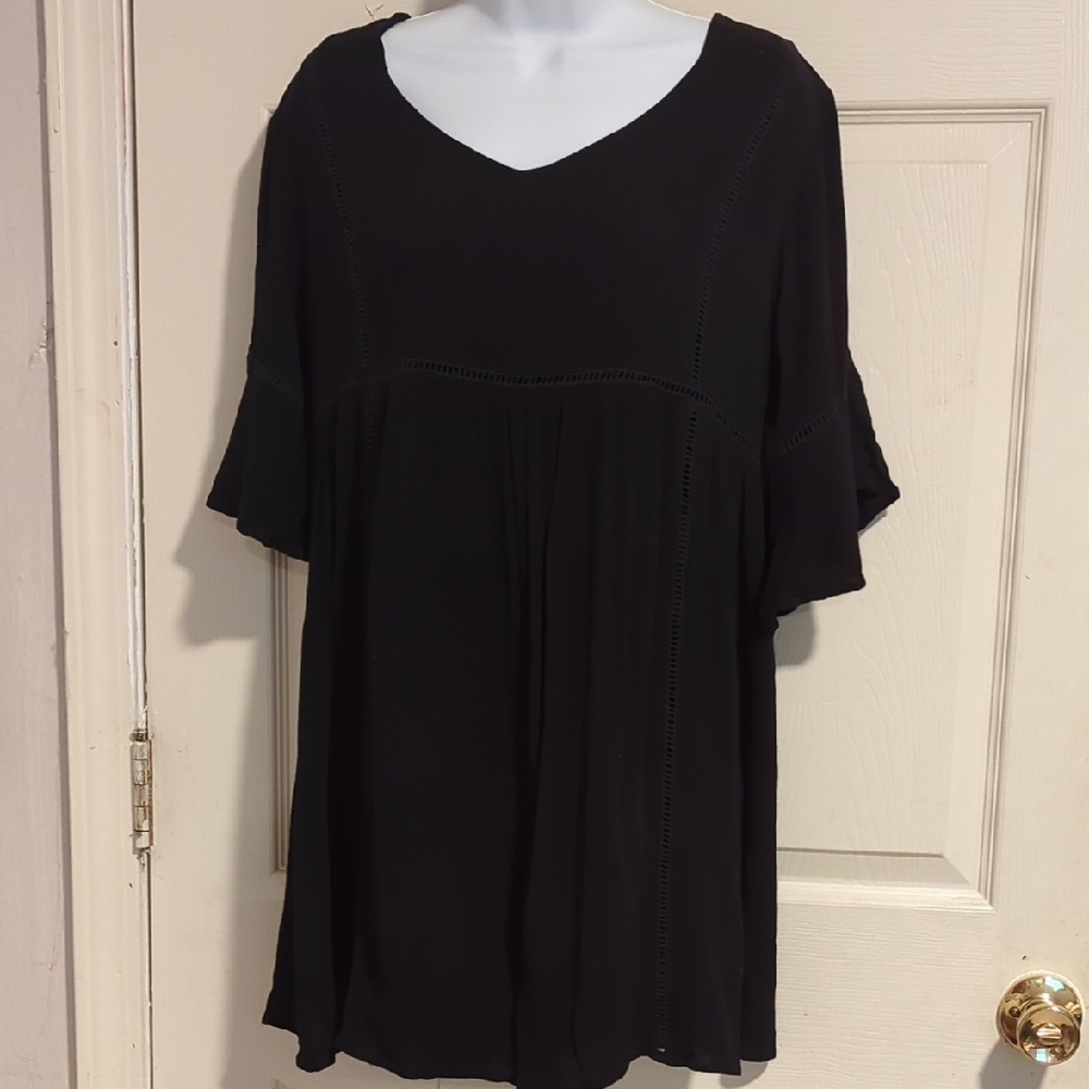 EARTHBOUND Black V-Neck Dress